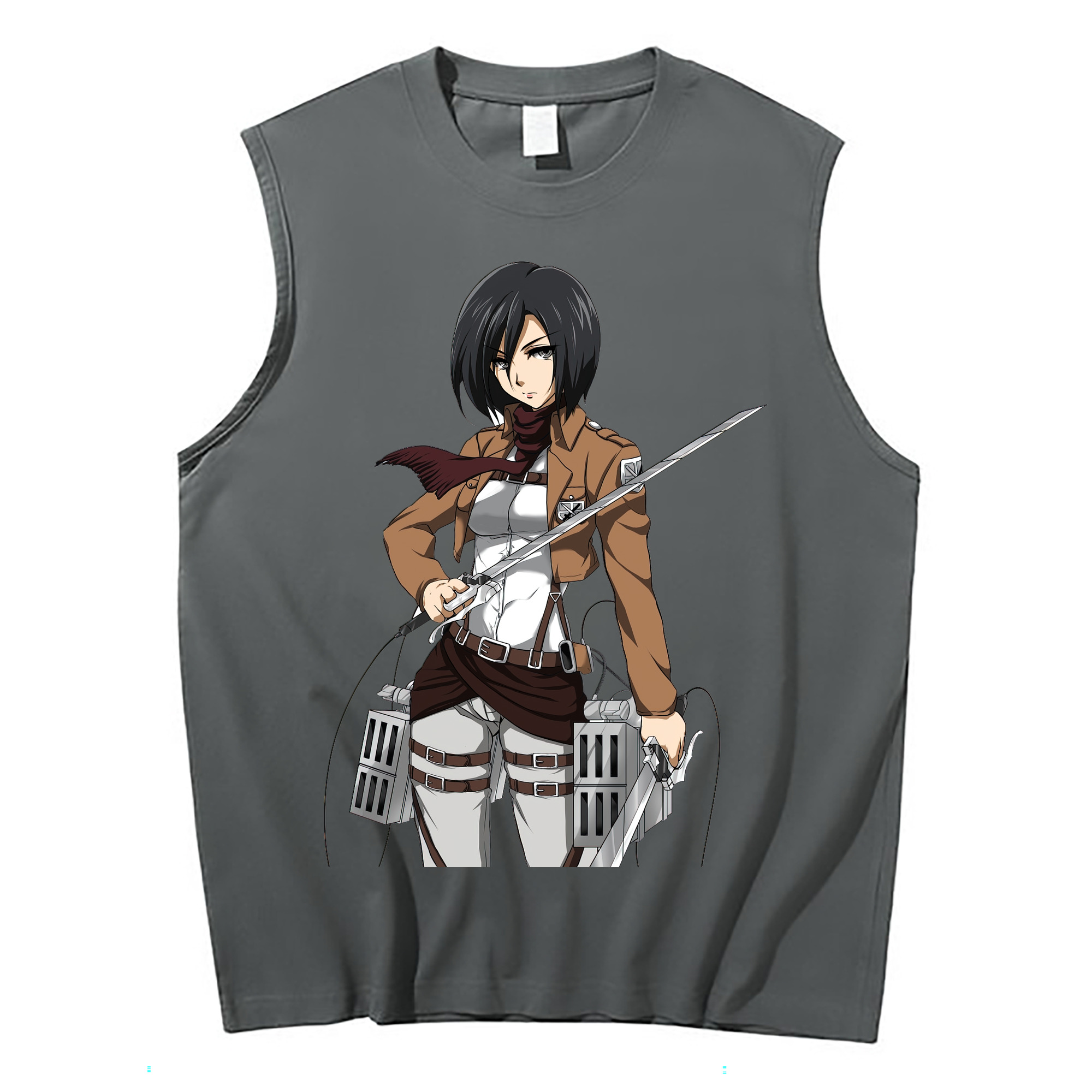 （画像用） 進撃の巨人 ミカサ·アッカーマン Attack on Titan Mikasa Ackerman コットン100％タンクトップ（フロントプリント）